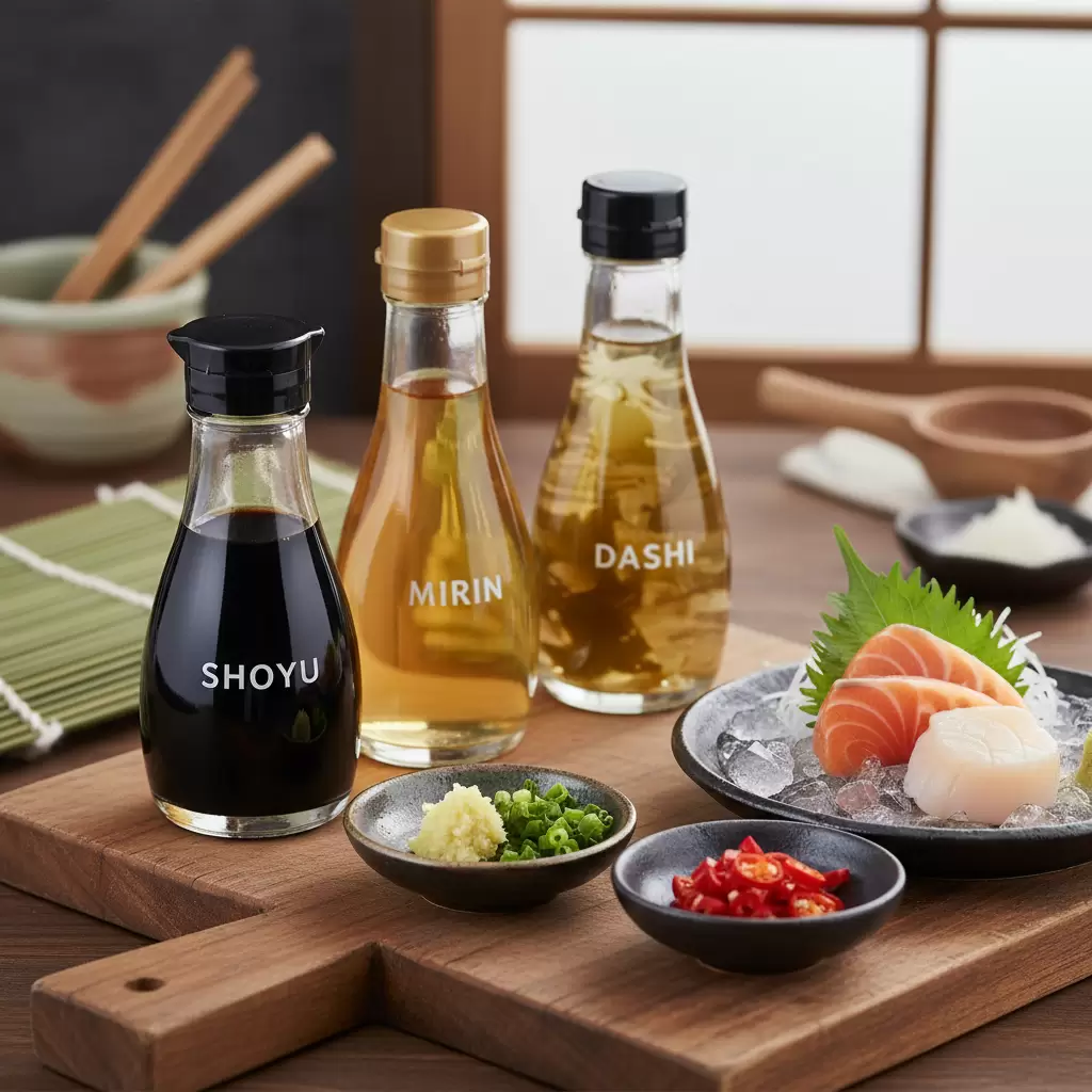 Các nguyên liệu cơ bản để tạo nên nước tương chấm Sashimi chuẩn vị Nhật Bản